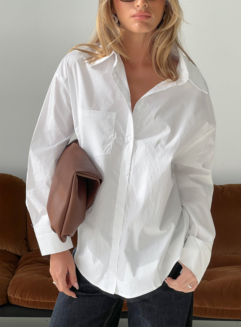 Kodhi Oversized Long Sleeve Top White