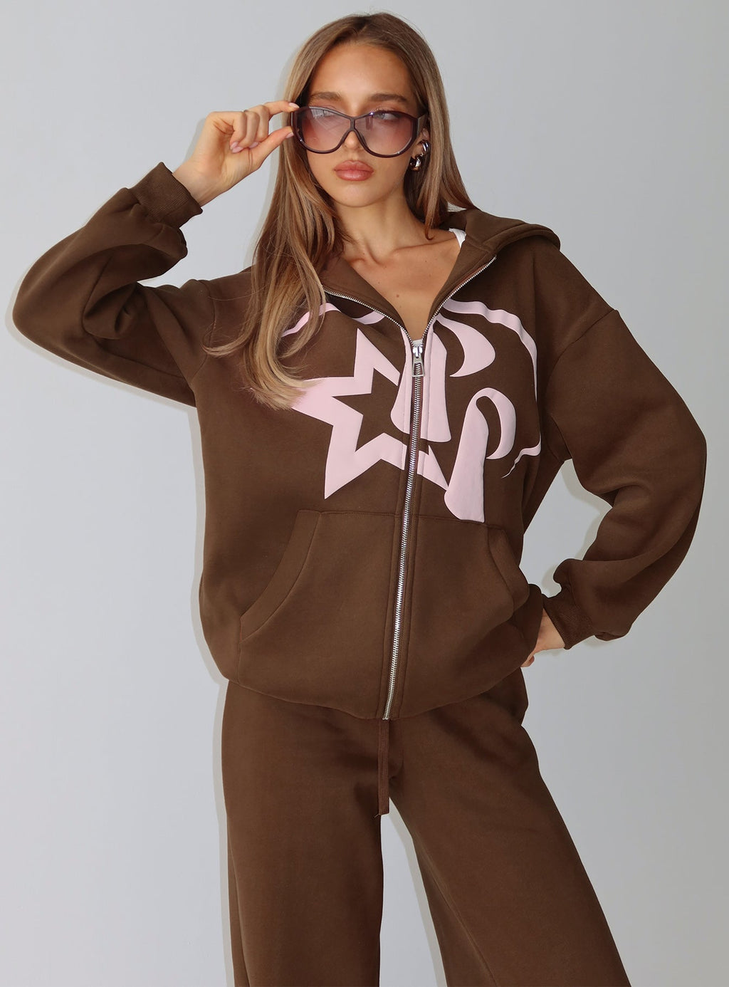 Princess Polly Stargirl Zip Through Jumper Brown