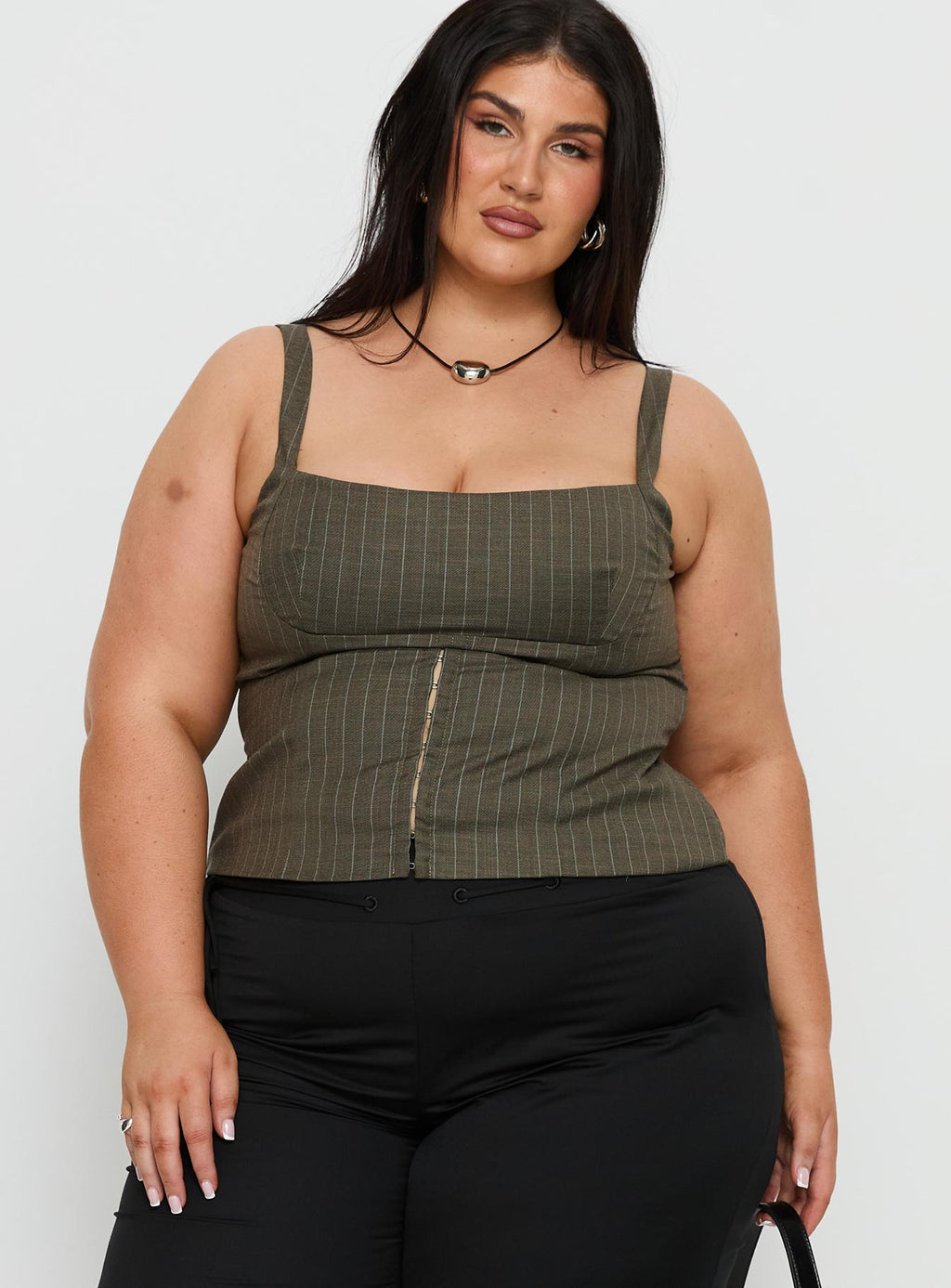 Nylen Tailored Suiting Top Brown Pinstripe Curve