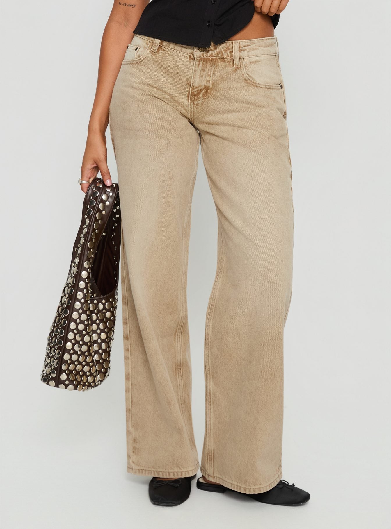 Ellanor Low Rise Straight Leg Jeans Tan