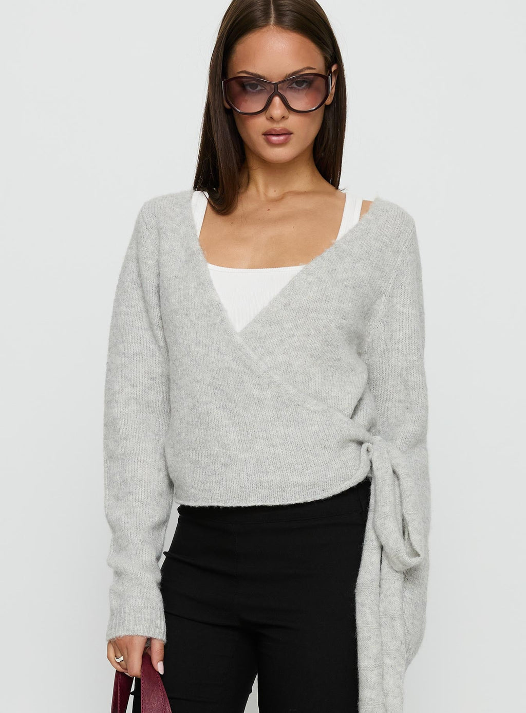 Tonee Wrap Knit Cardigan Grey