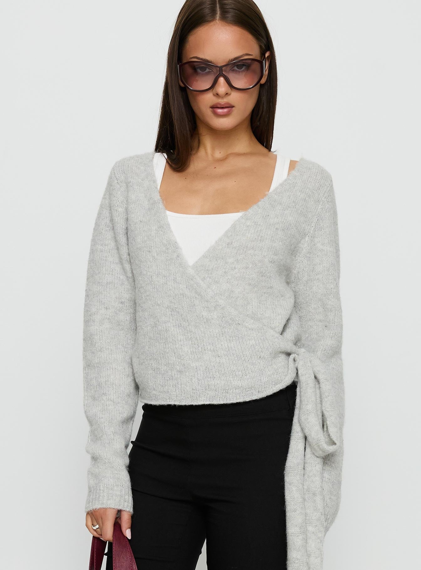 Tonee Wrap Knit Cardigan Grey