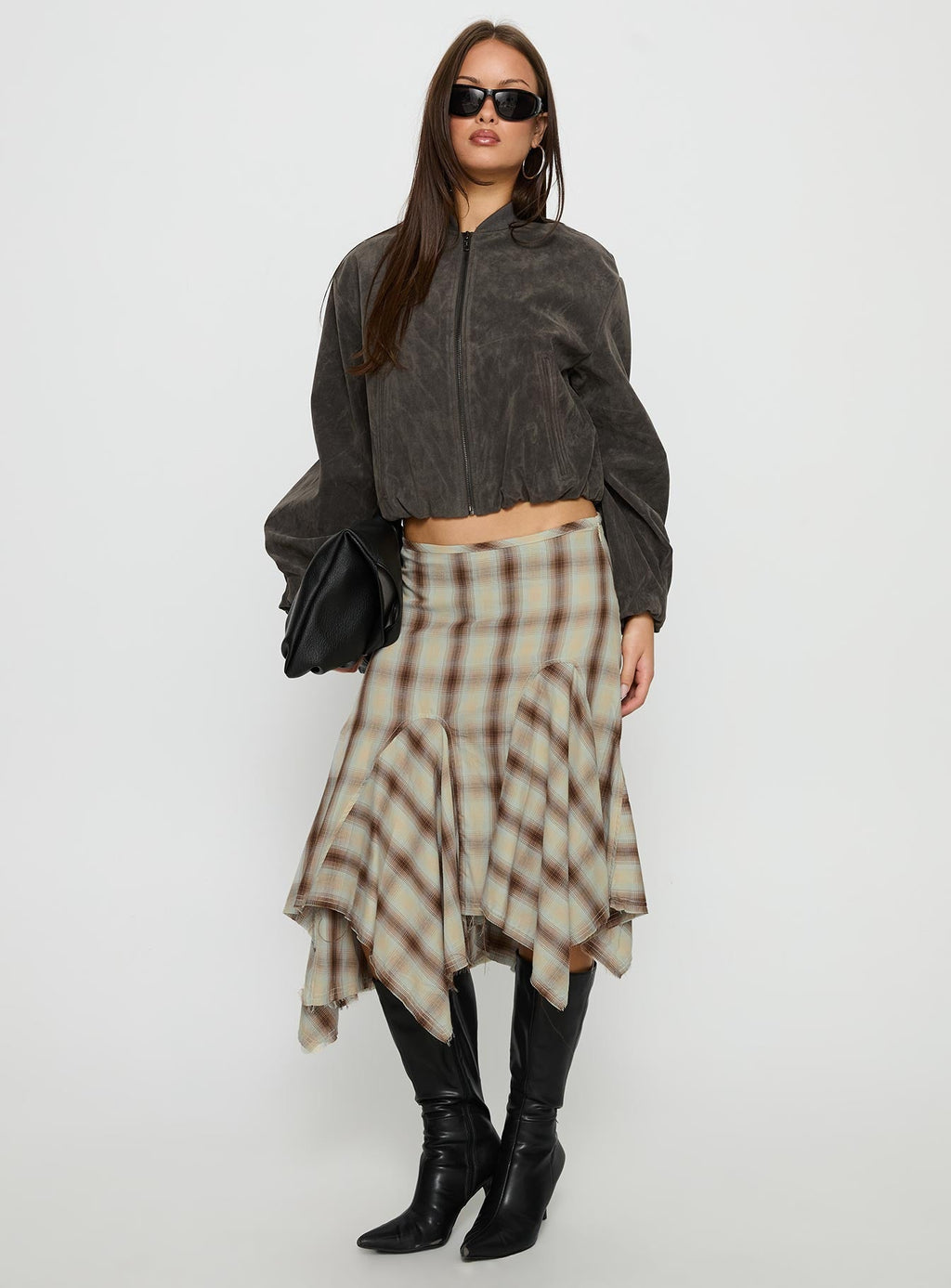 Toshie Asymmetrical Midi Skirt Multi Check
