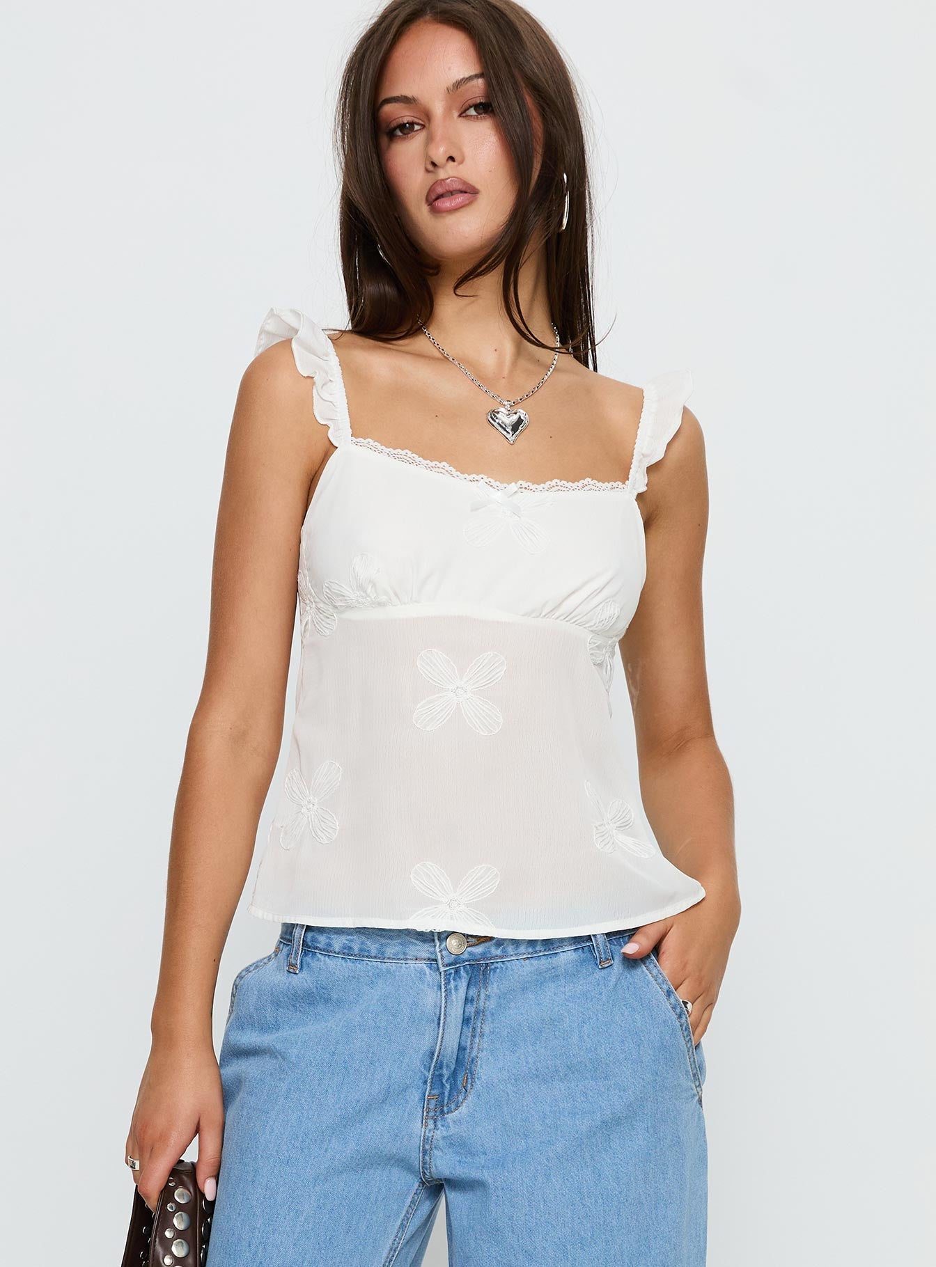 Madaleine Embroidered Top White