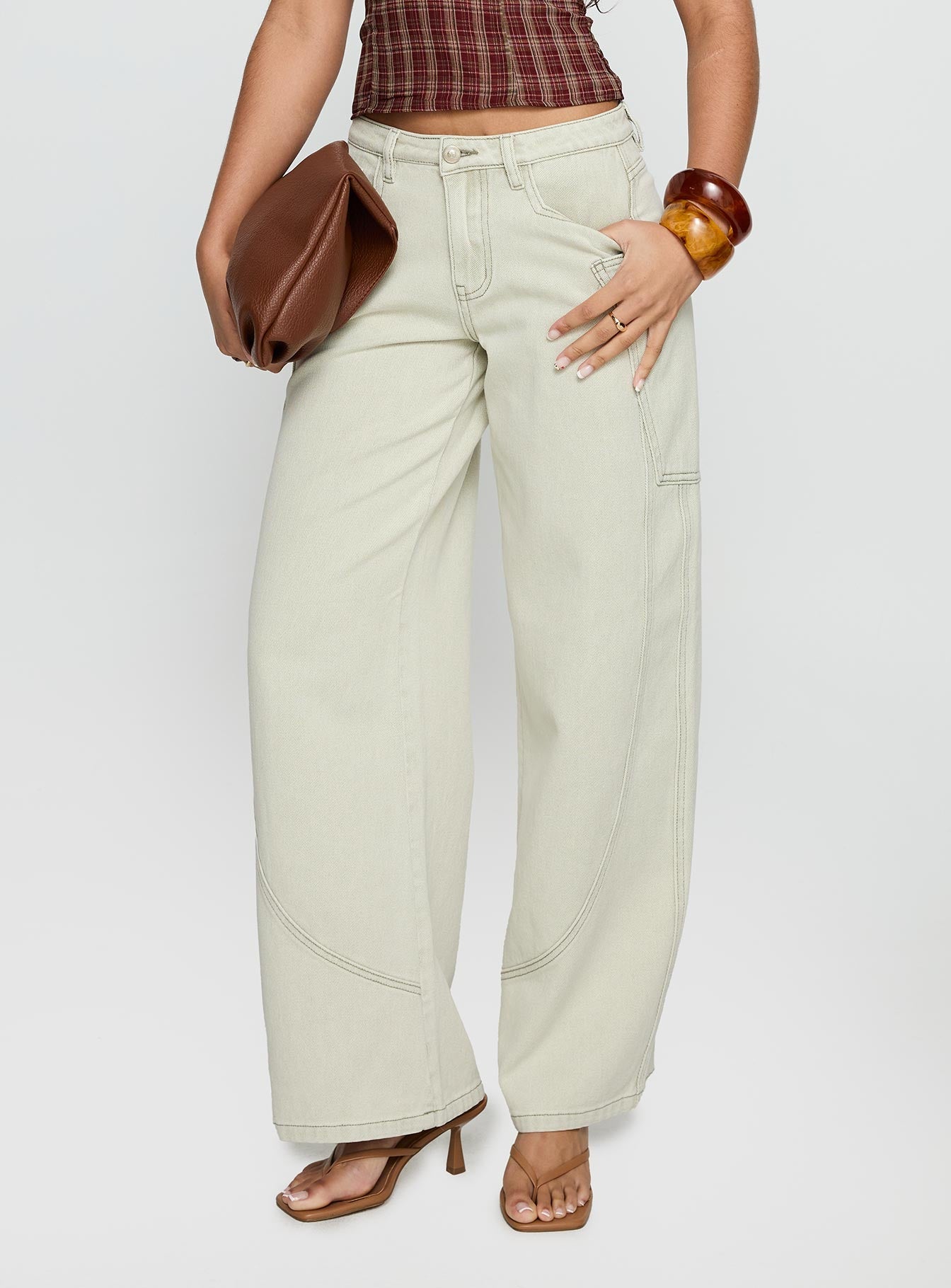 Amargo Mid Rise Baggy Jeans Sage Wash