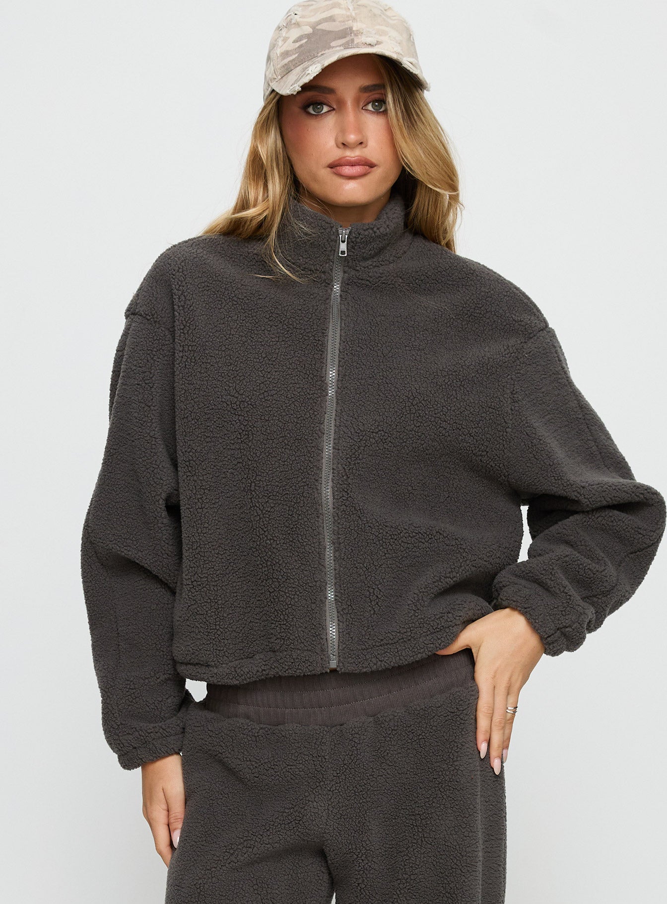 Siberia Fleece Zip Up Jumper Charcoal
