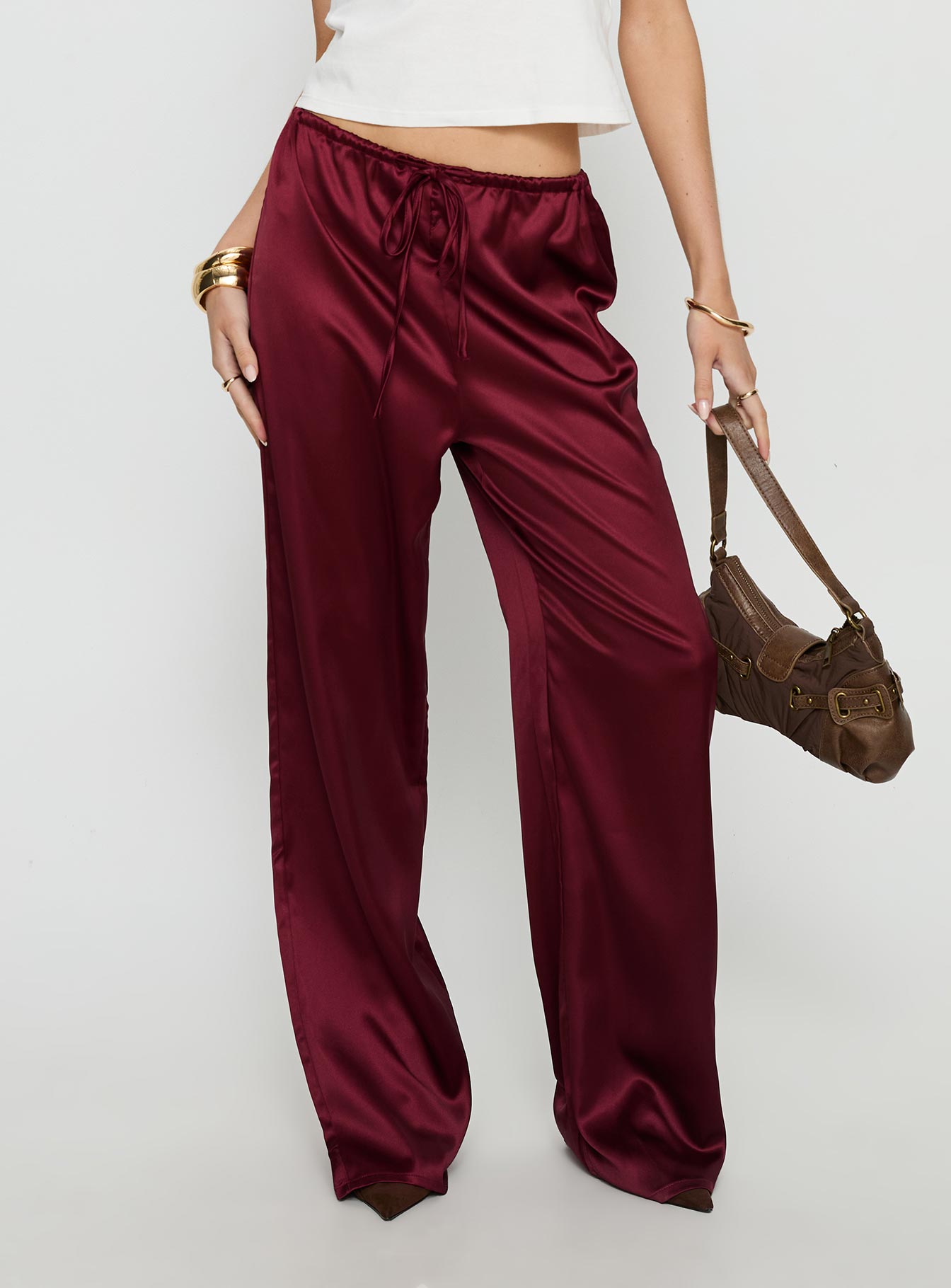 Soulstar Satin Pants Wine