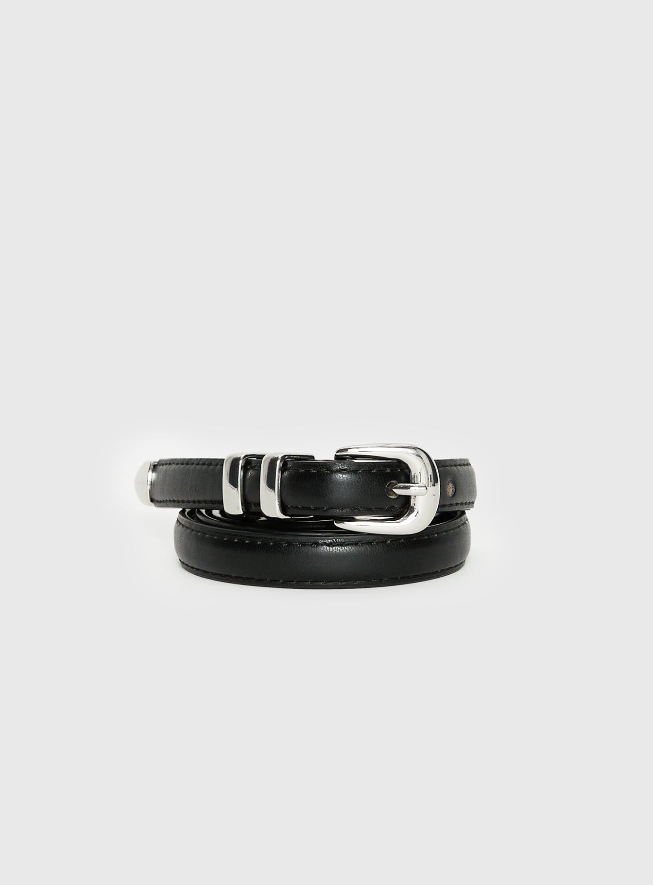 Night Changes Micro Faux Leather Belt Black