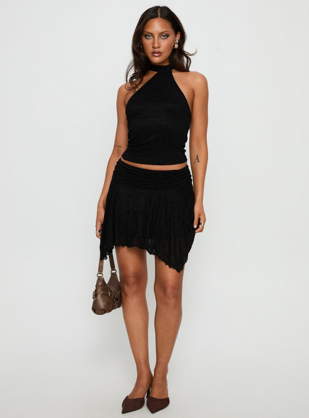 Raeann Frill Mini Skirt Black