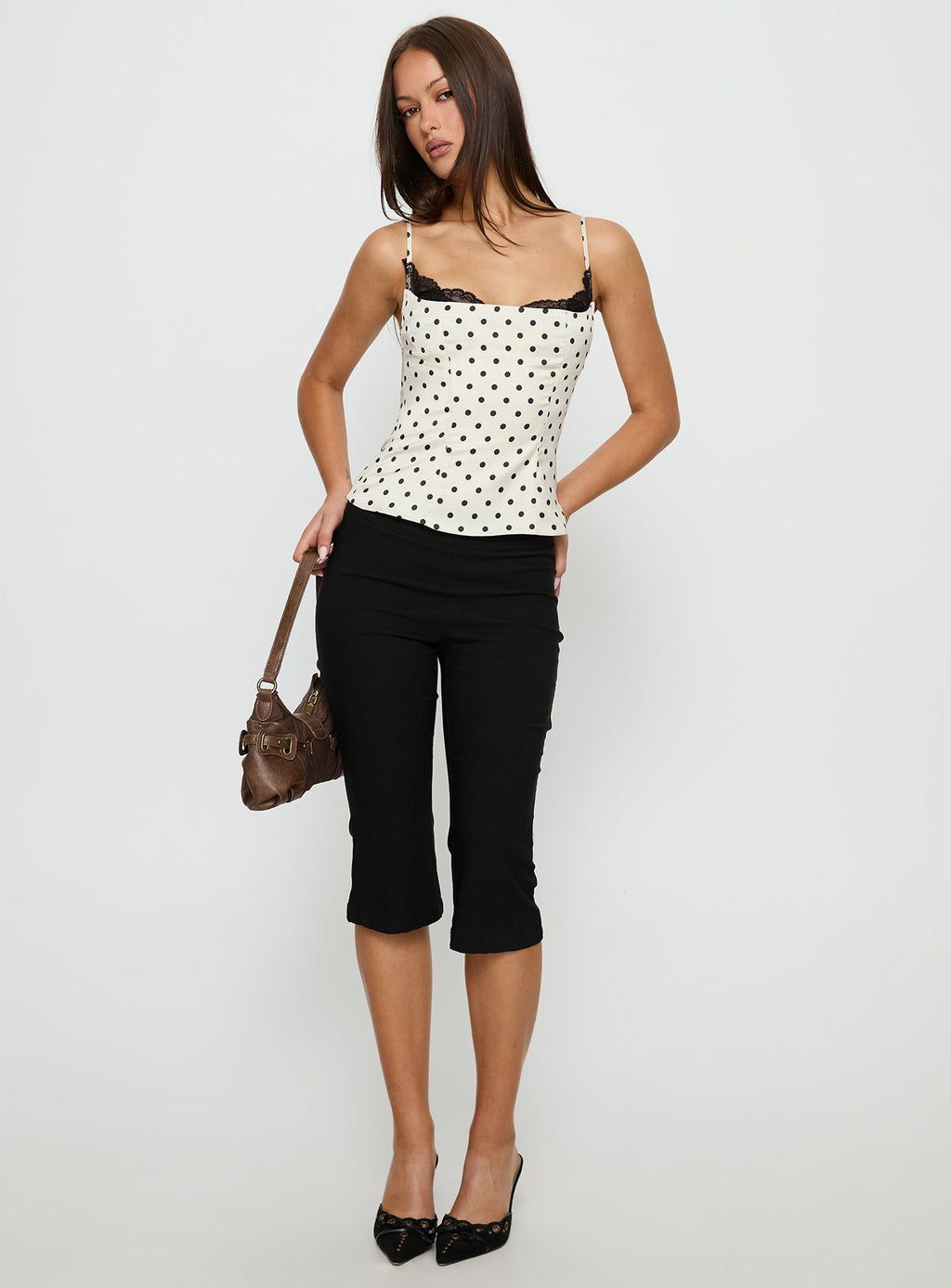 Renaissance Corset Lace Top White Polka