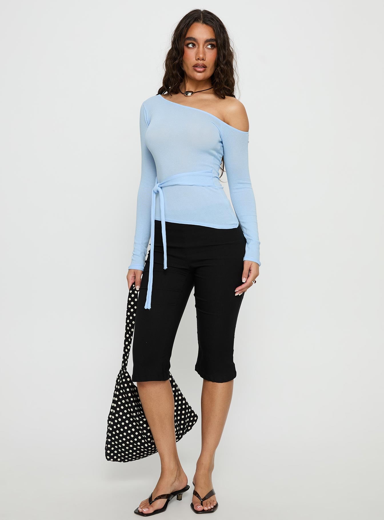 Kastor One Shoulder Long Sleeve Top Blue
