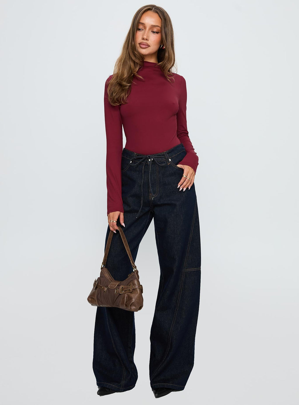 Augustness Long Sleeve Bodysuit Burgundy