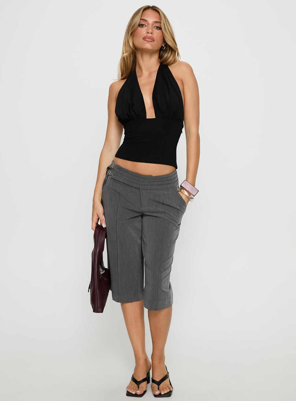 Rakelle 3/4 Tailored Shorts Dark Grey