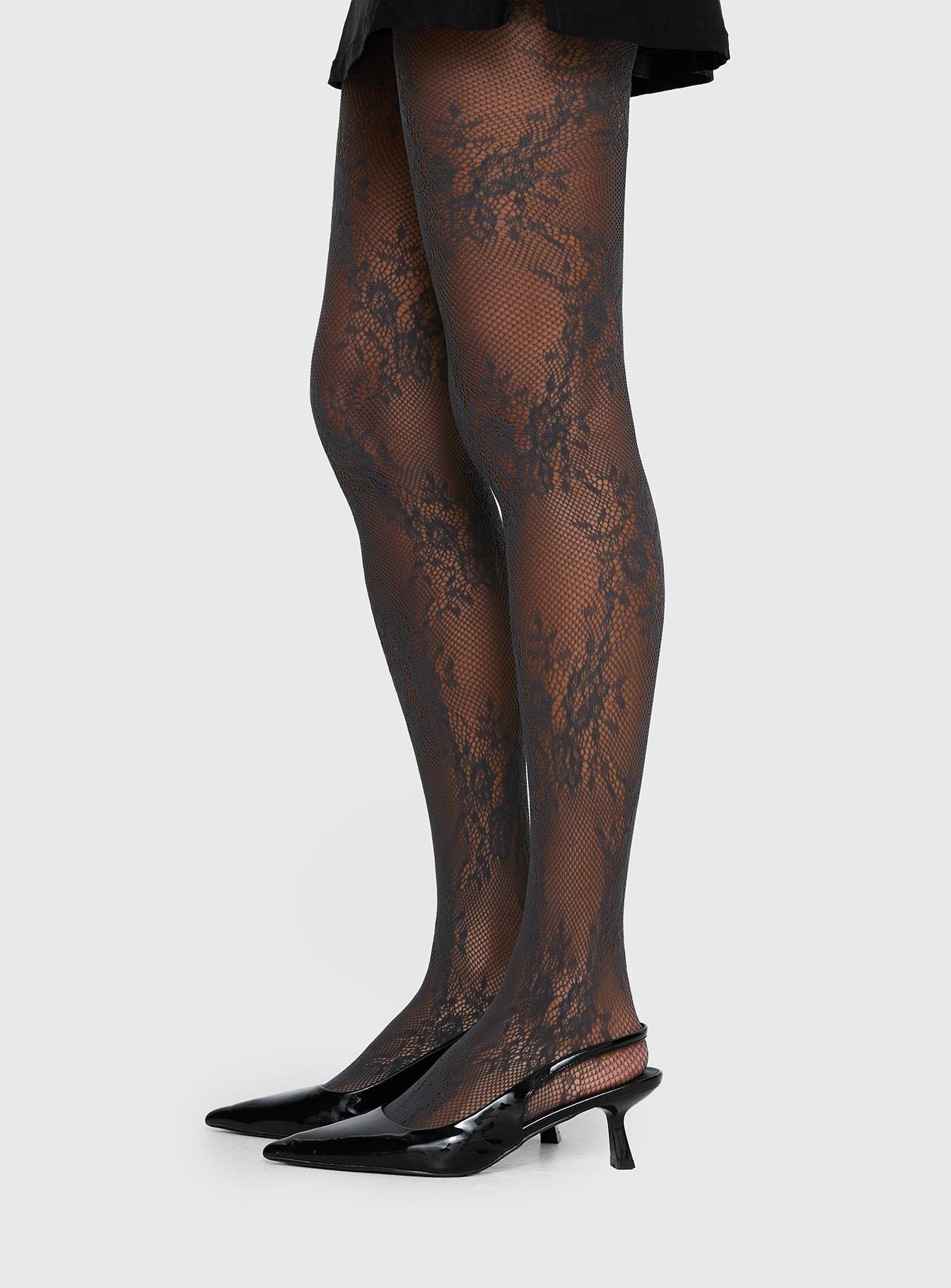 Marigolde Sheer Lace Tights Grey