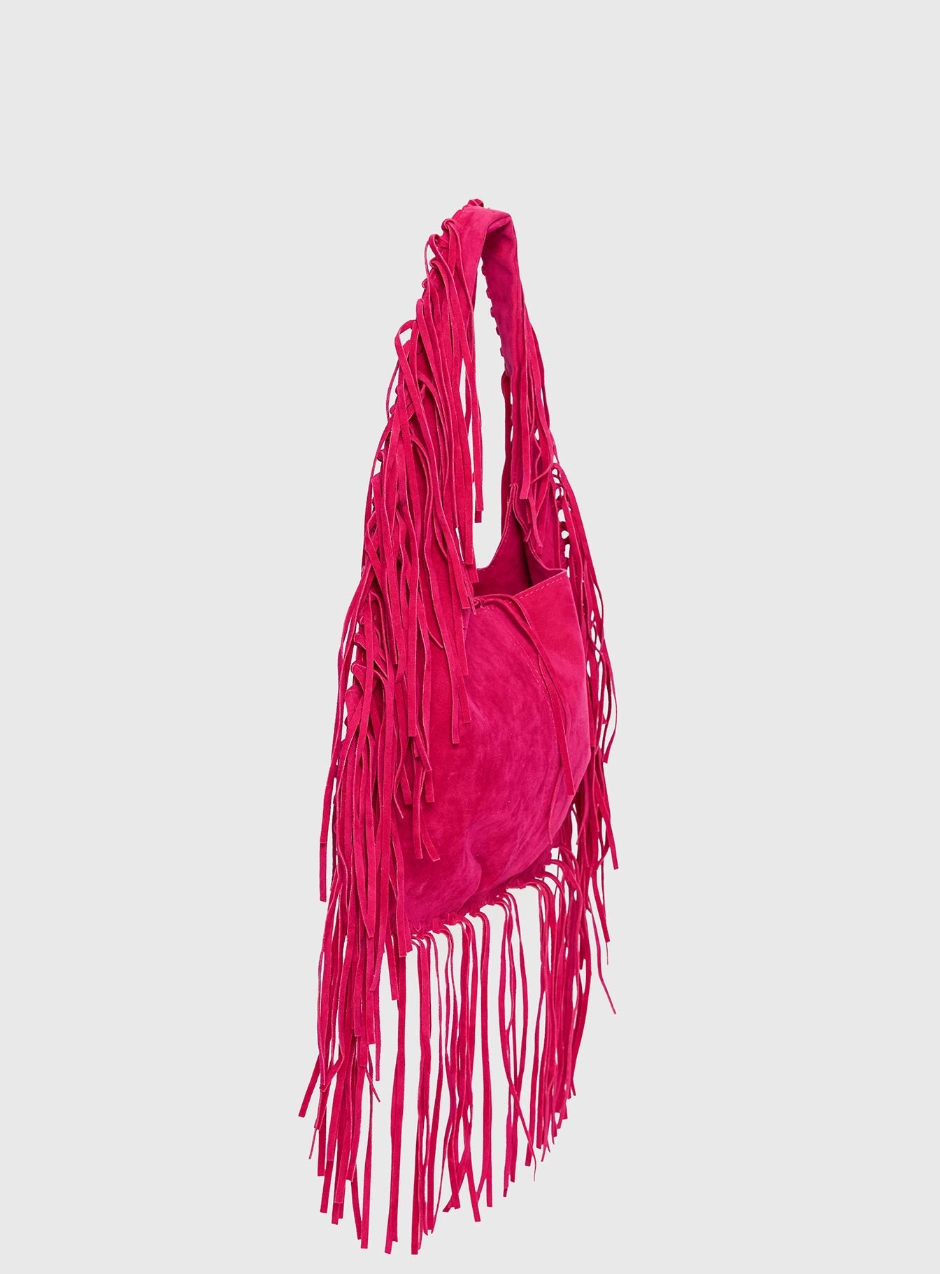 Currents Faux Suede Tassel Shoulder Bag Pink
