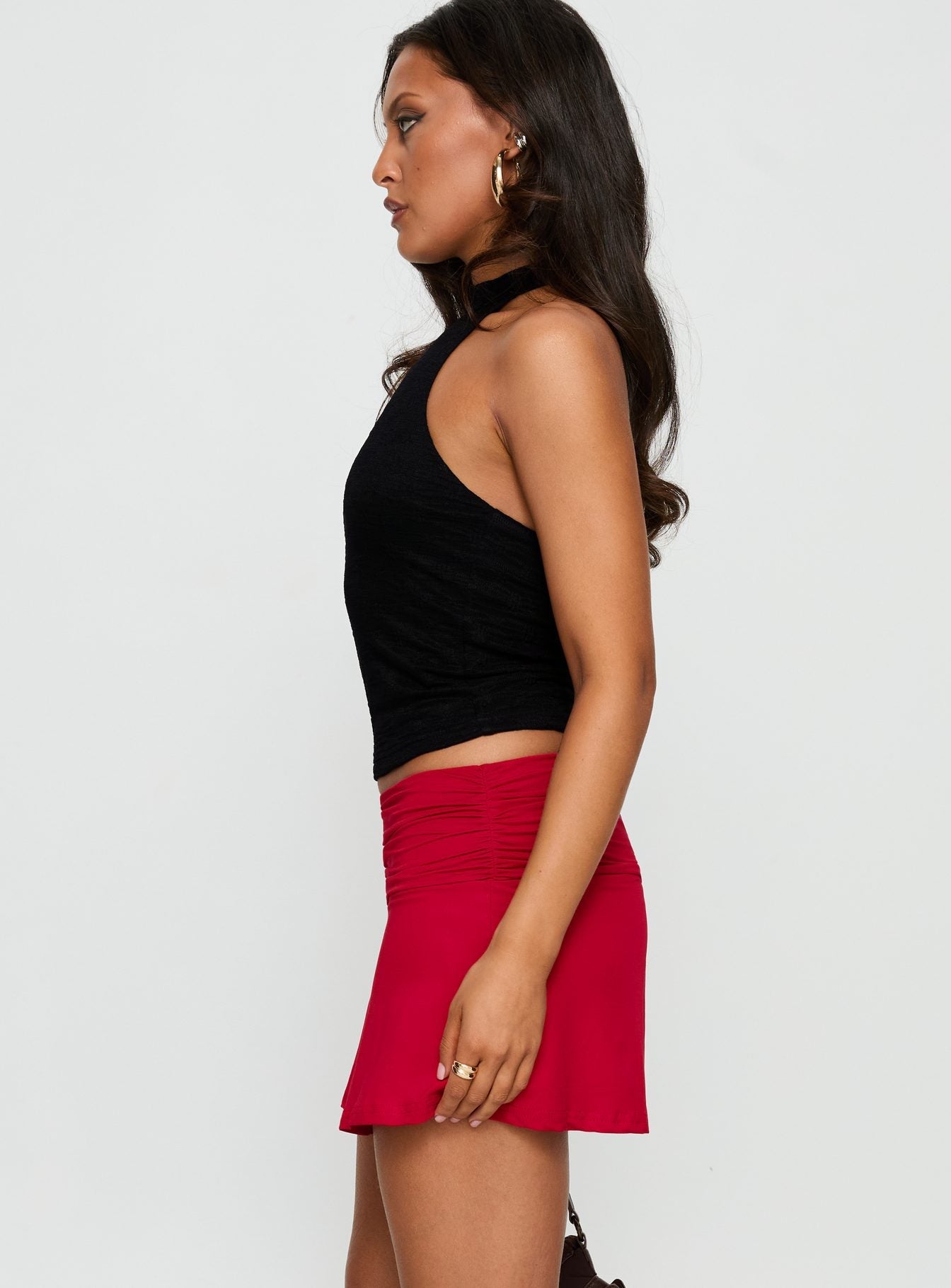 Tamsyn Ruched Mini Skirt Red