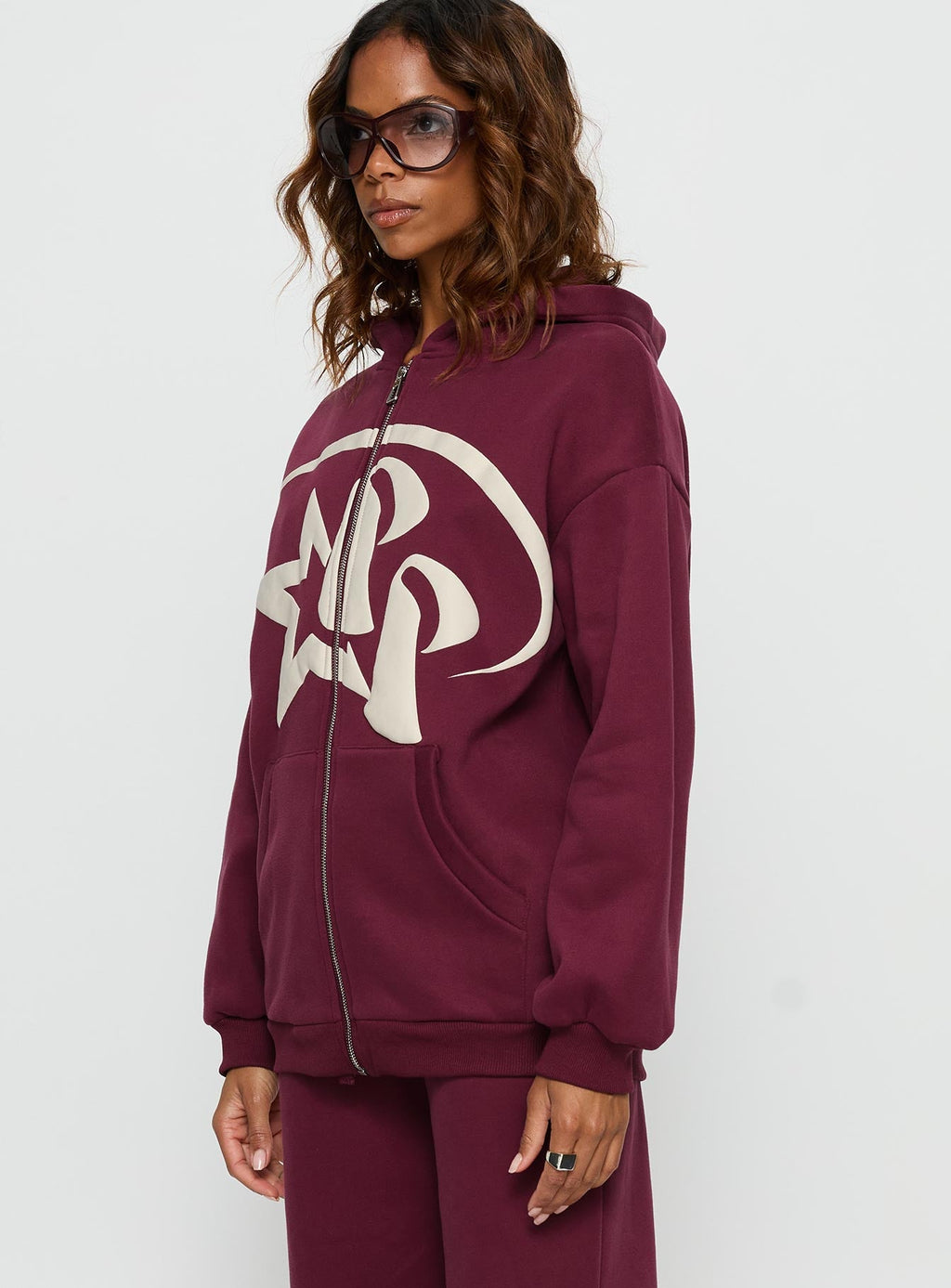 Princess Polly Stargirl Zip Through Jumper Burgundy