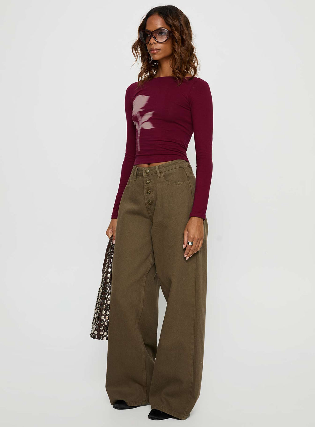 Naylor Mid Rise Wide Leg Jeans Olive