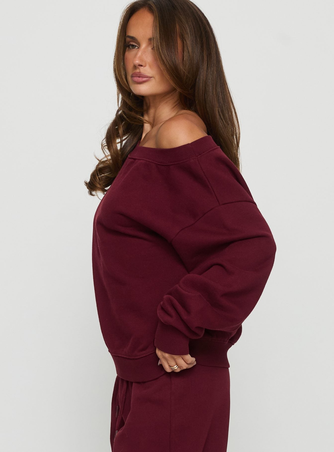 Wellness Off the Shoulder Jumper Currant