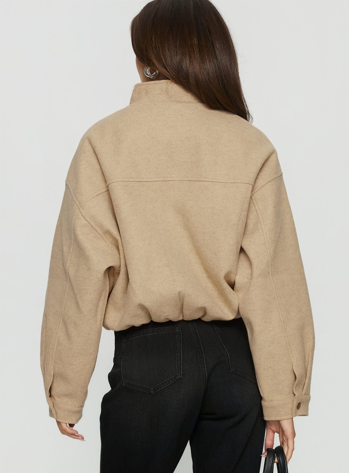 Chayden Cropped Bomber Jacket Beige