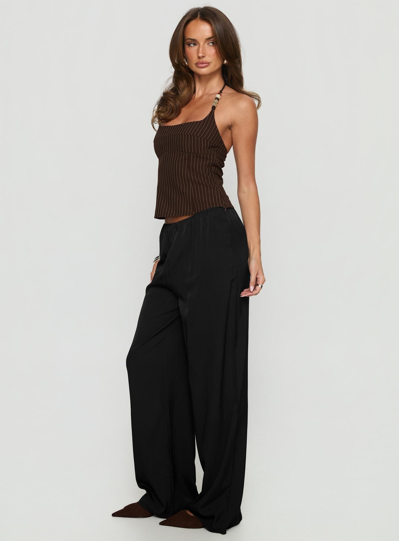 Breina Satin Straight Leg Pants Black