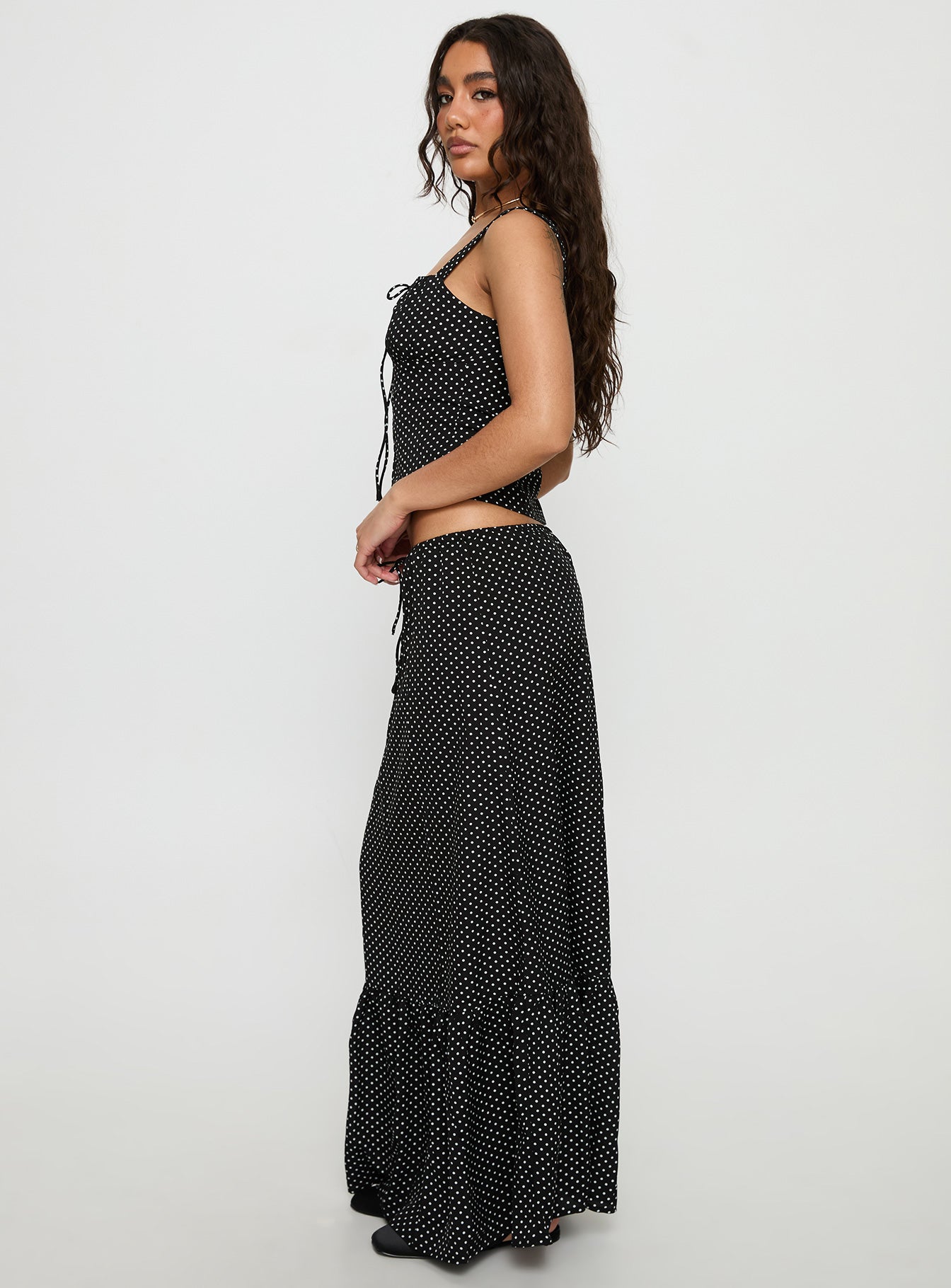 Modern Girl Maxi Skirt Black / Polka Dot