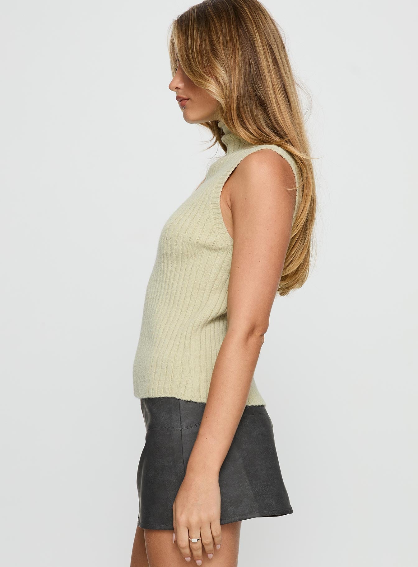 Mayleen Sleeveless High Neck Top Sage