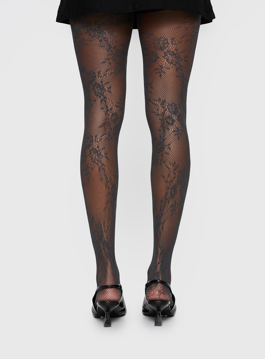 Marigolde Sheer Lace Tights Grey