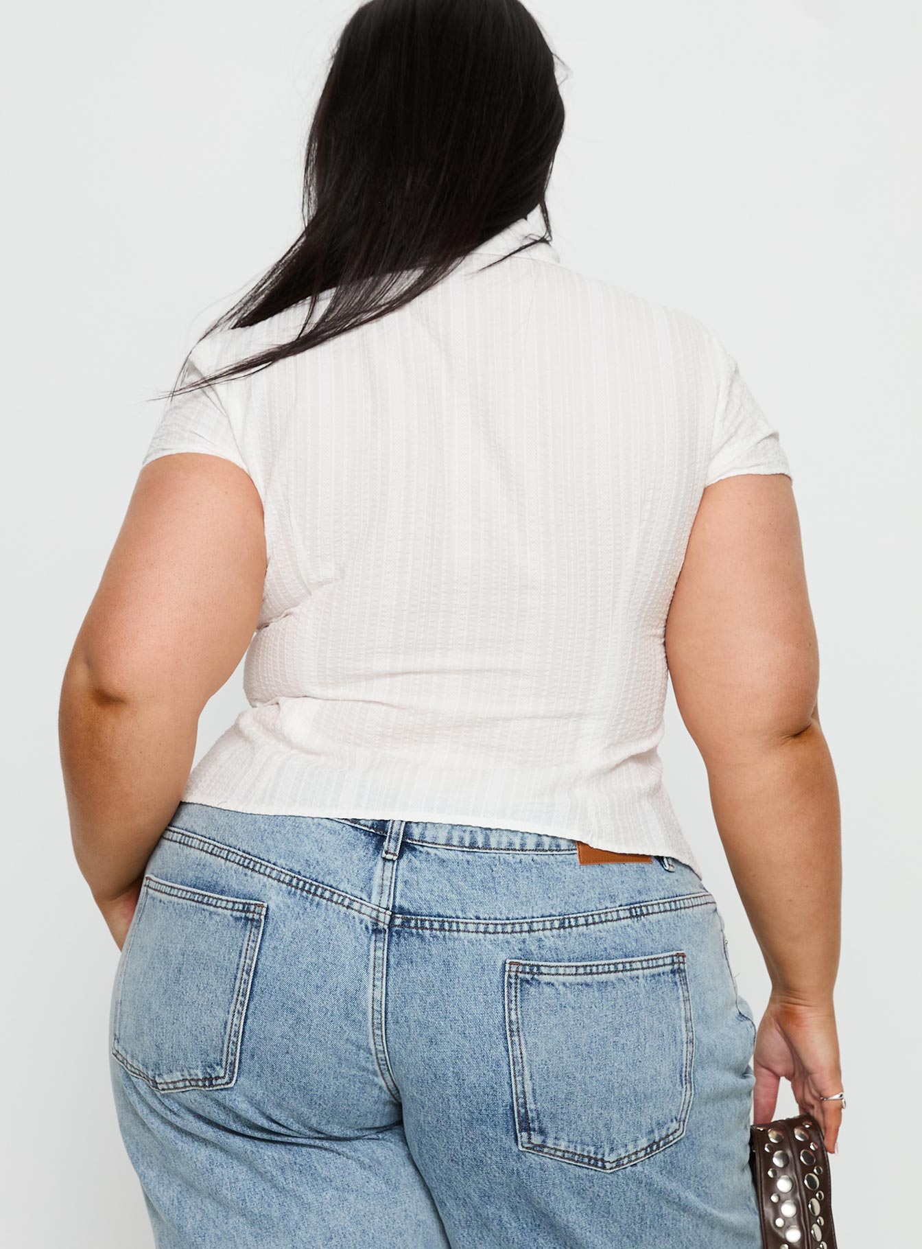 Cottesloe Blouse Top Textured White Curve