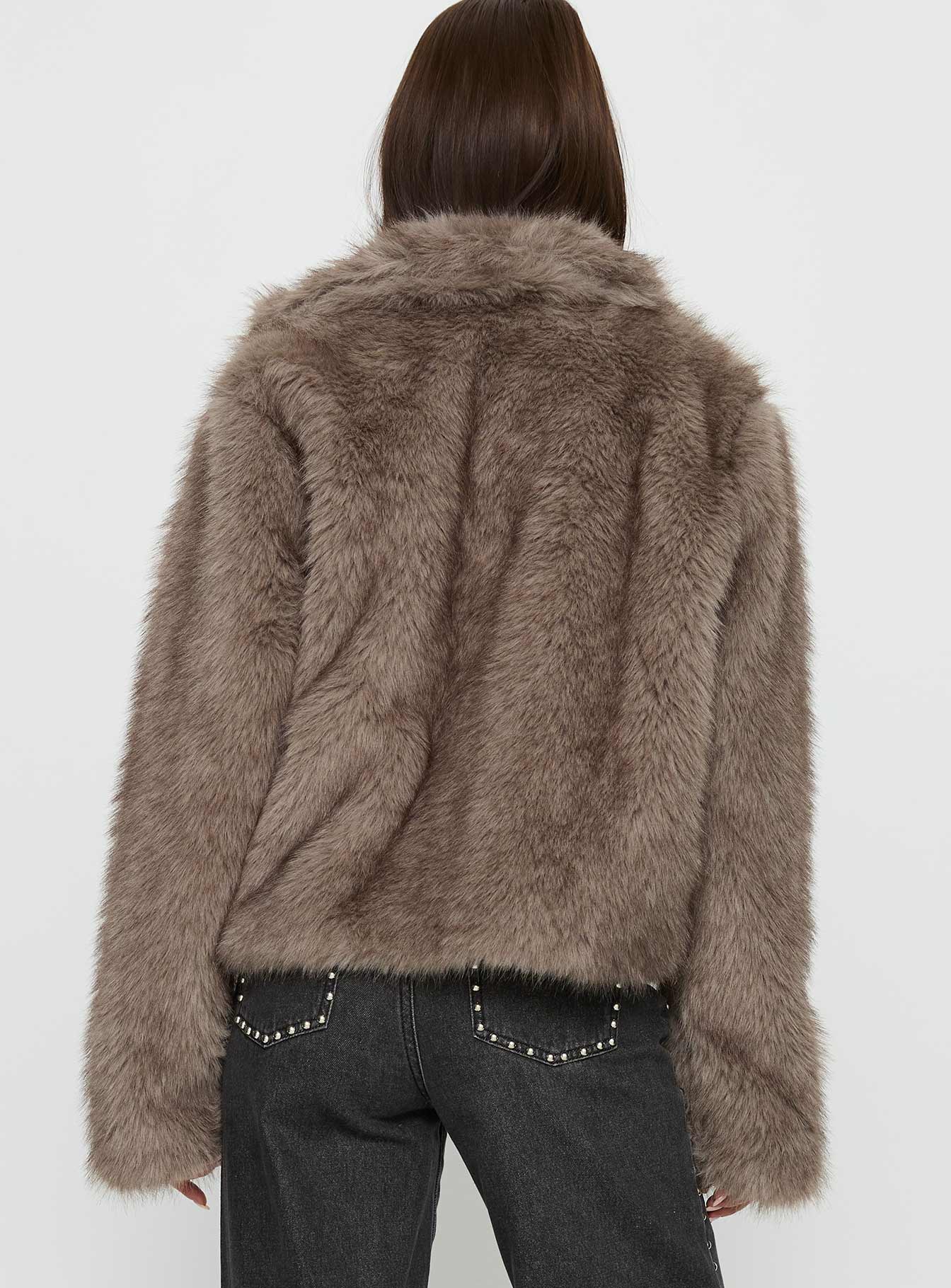 Kimberli Faux Fur Collared Jacket Brown