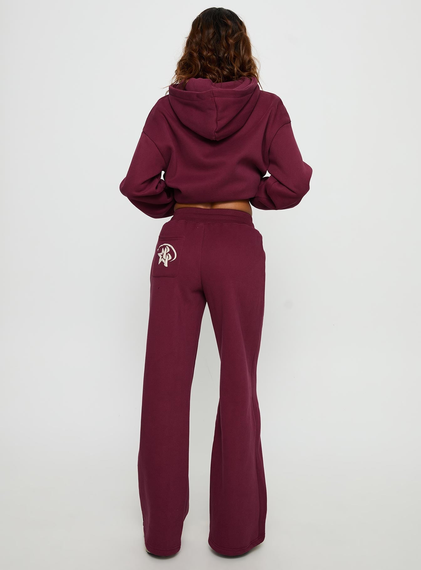 Princess Polly Stargirl Wide Leg Sweat Pants Burgundy