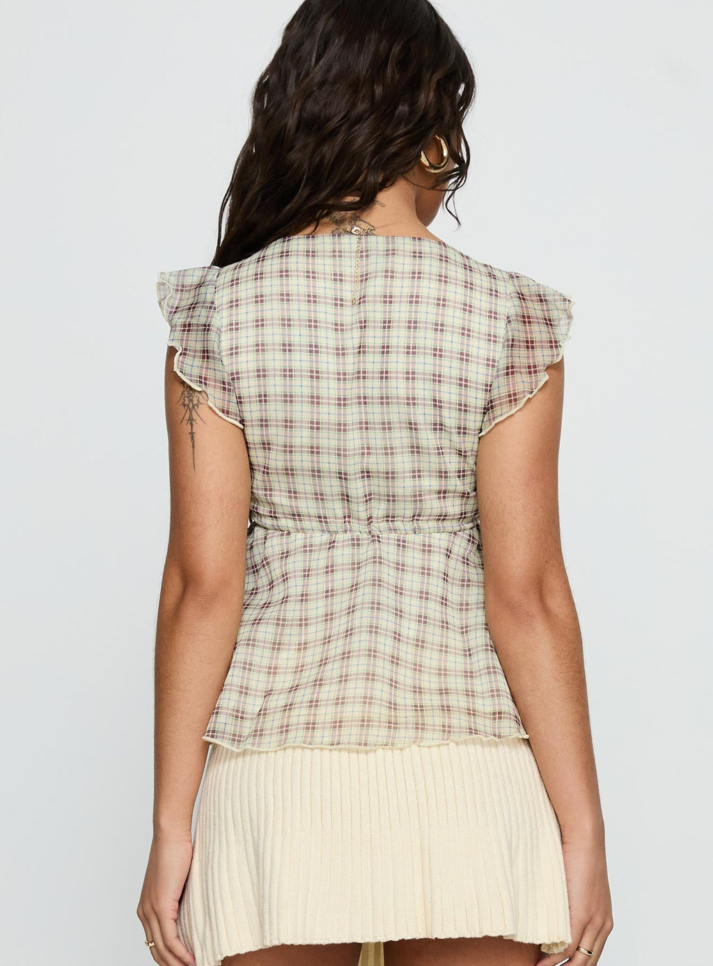 Auroraah Frill Top Yellow Check