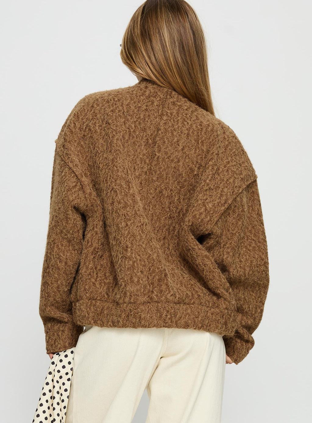 Kemberly Soft Textured Bomber Jacket Brown