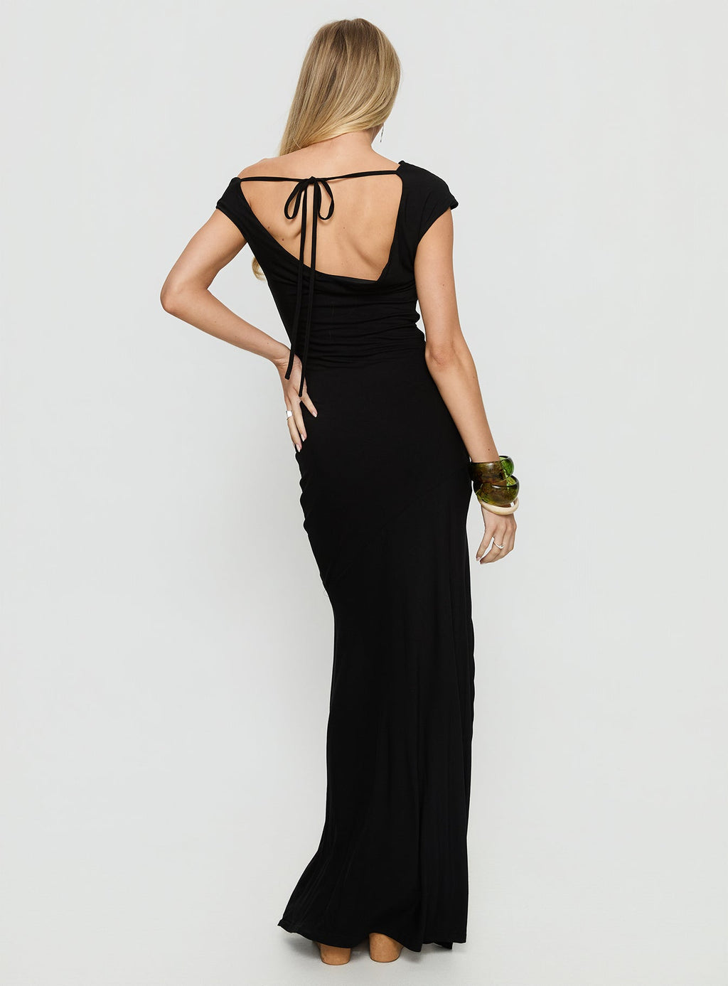 Corlee Draped Tie Back Maxi Dress Black