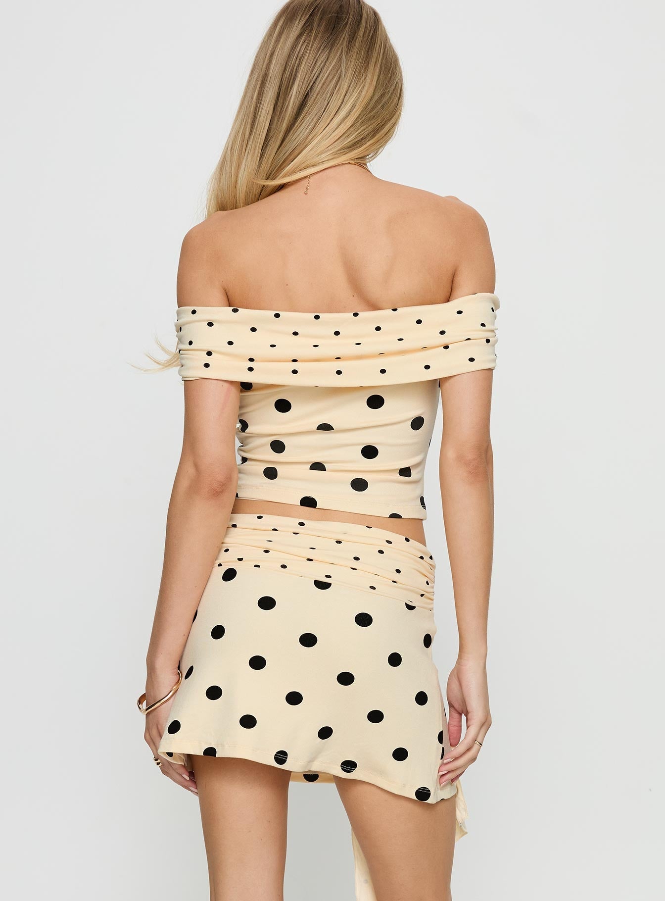 Porzia Wrap Detail Mini Skirt Cream / Polka Dot