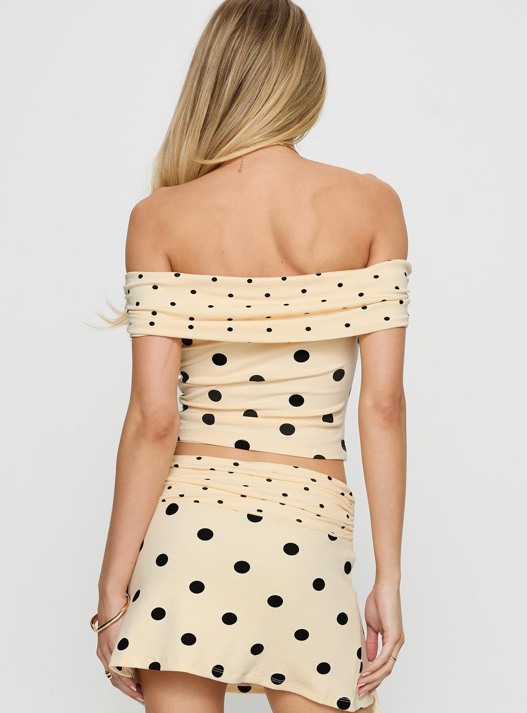 Aneira Off Shoulder Top Cream Polka
