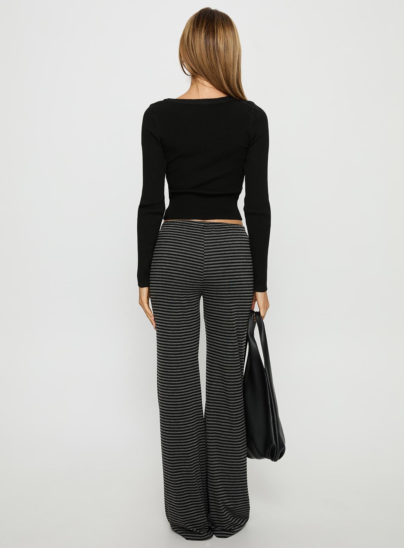 Alfreda Jersey Pants Grey / Black Stripe
