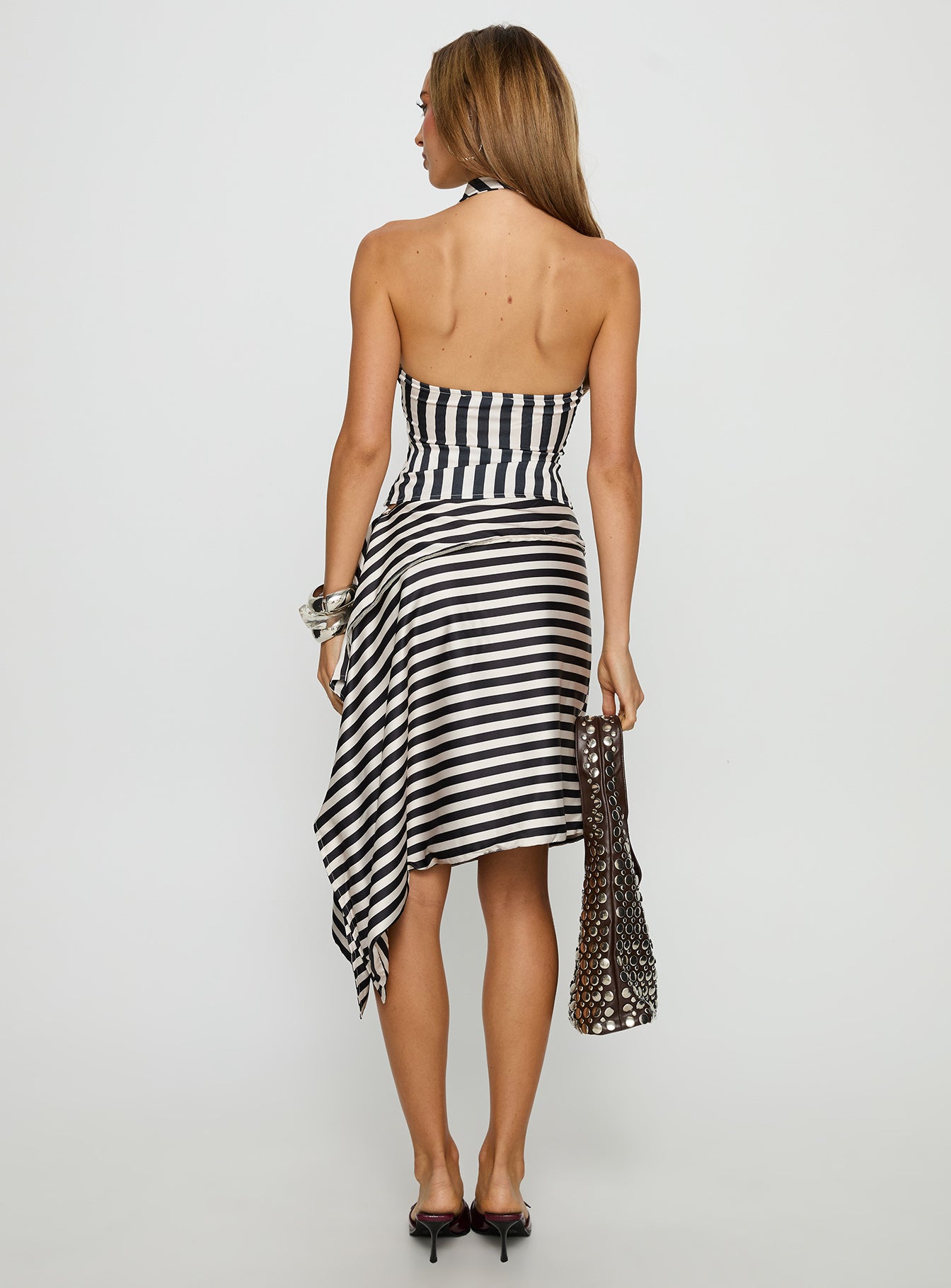 Allure Midi Skirt Noir Stripe