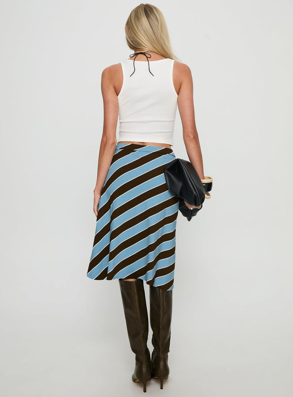 Esmeray Midi Skirt Retro Stripe Blue