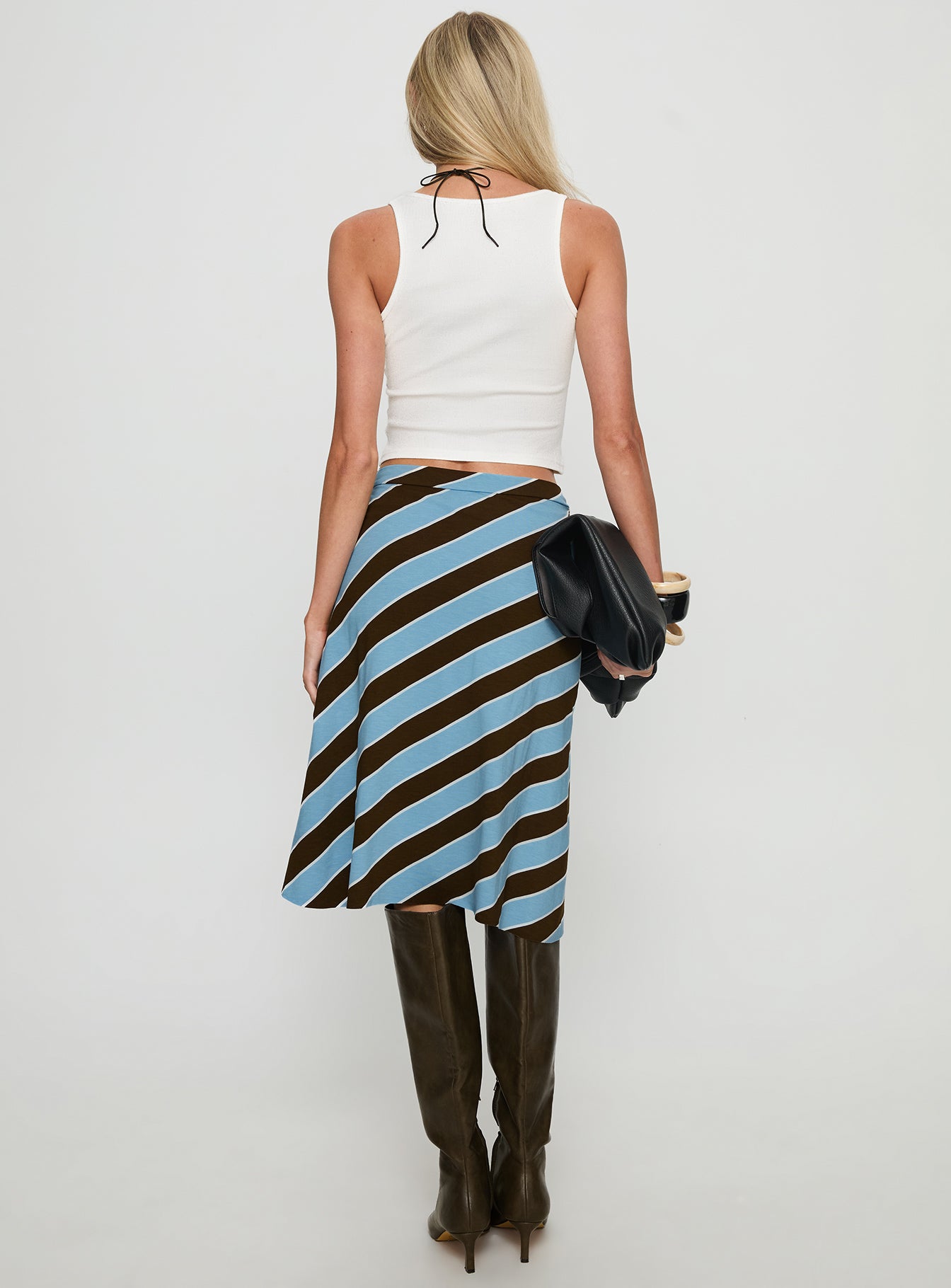 Esmeray Midi Skirt Retro Stripe Blue