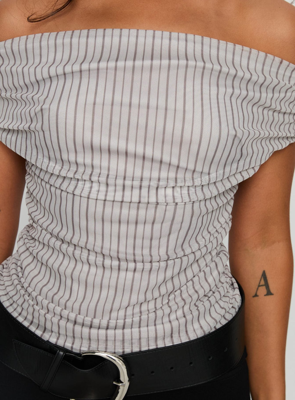 Hailley Off Shoulder Top Stripe