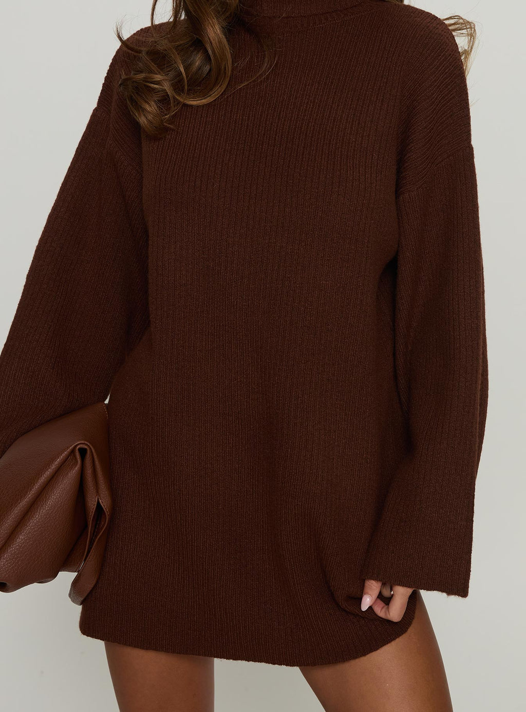 Sonelle Long Sleeve Knit Mini Dress Chocolate