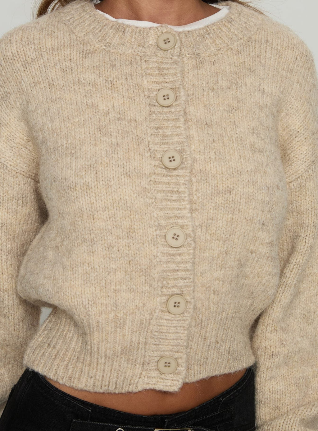 Trevonn Button Up Knit Cardigan Beige