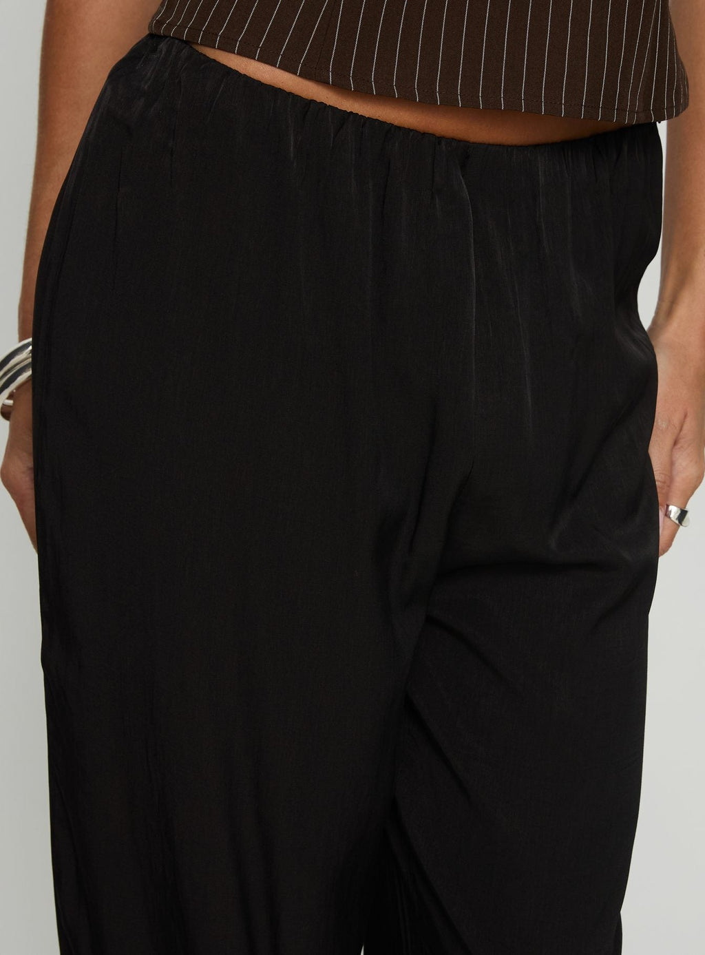 Breina Satin Straight Leg Pants Black