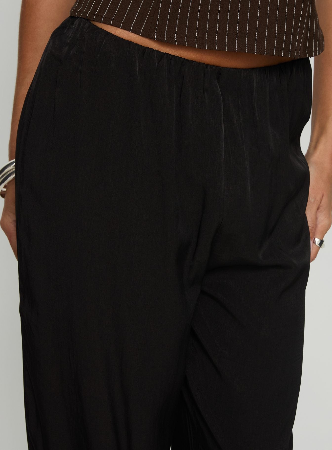 Breina Satin Straight Leg Pants Black