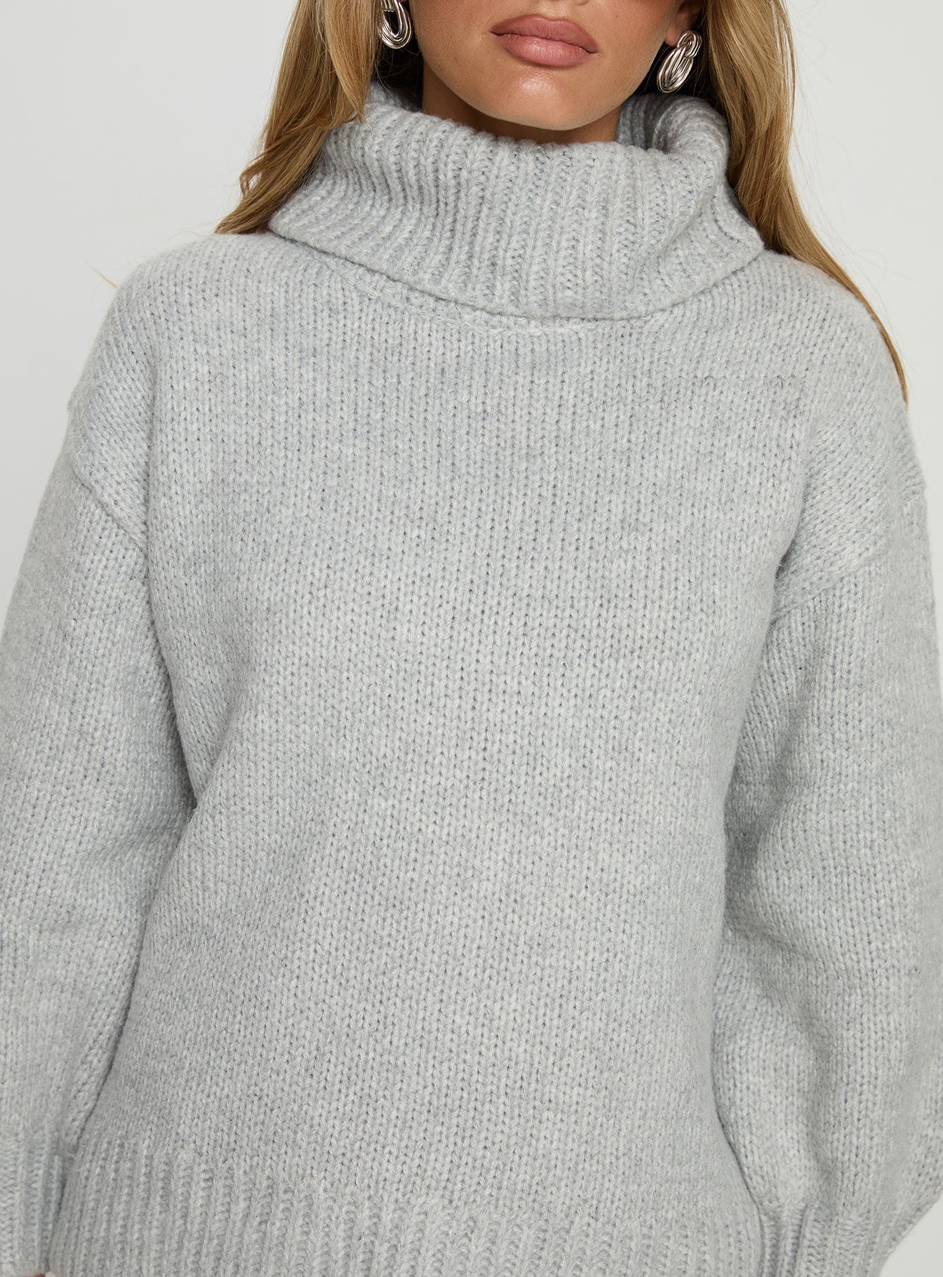 Let Love In Knit Sweater Grey