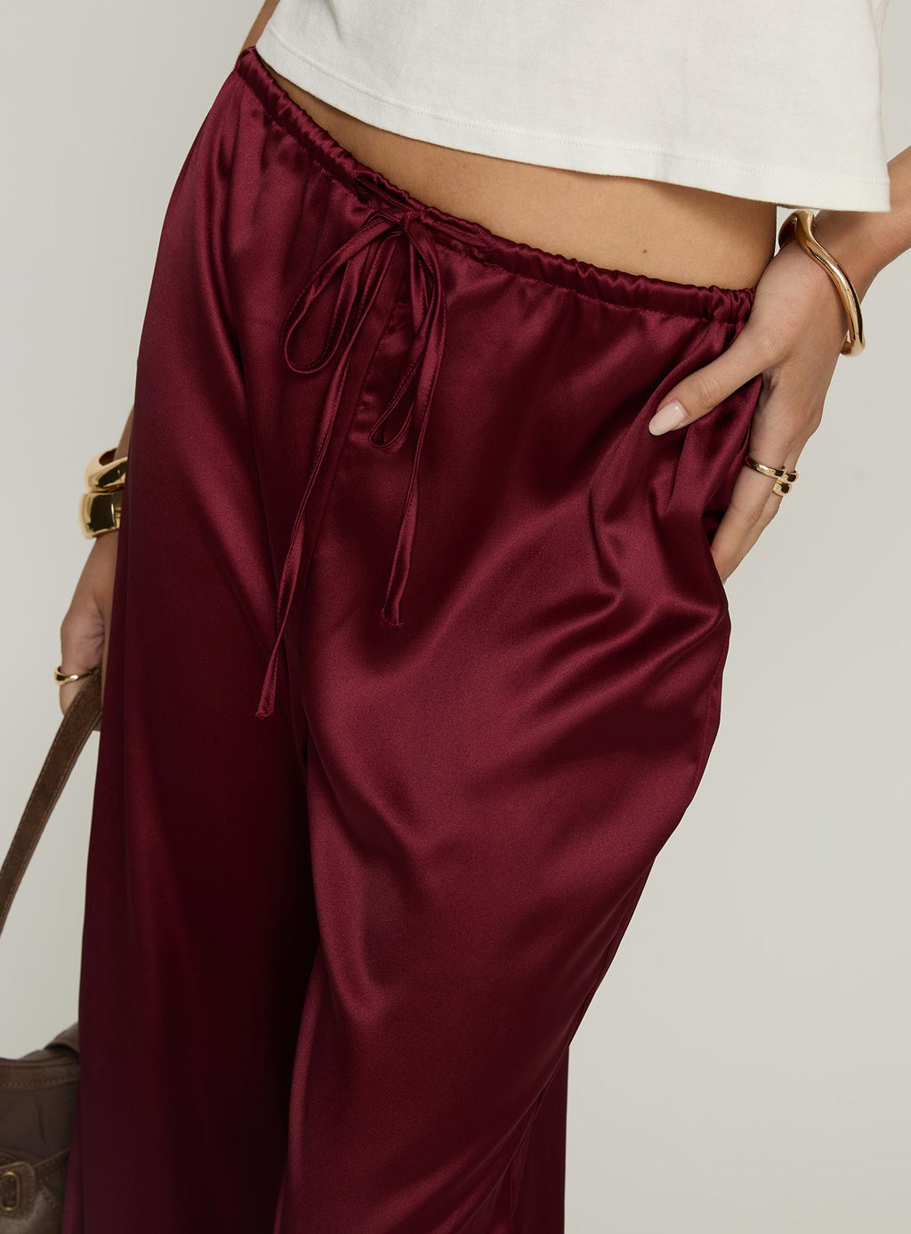 Soulstar Satin Pants Wine