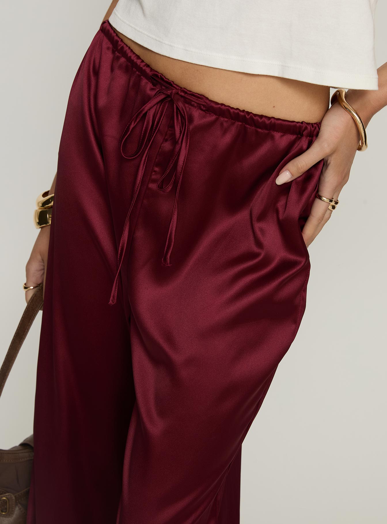 Soulstar Satin Pants Wine
