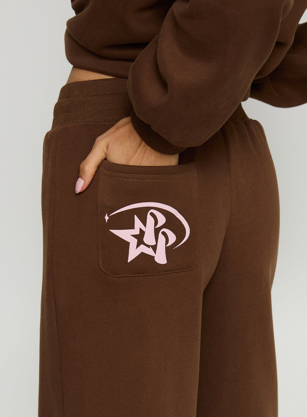 Princess Polly Stargirl Wide Leg Sweat Pants Brown
