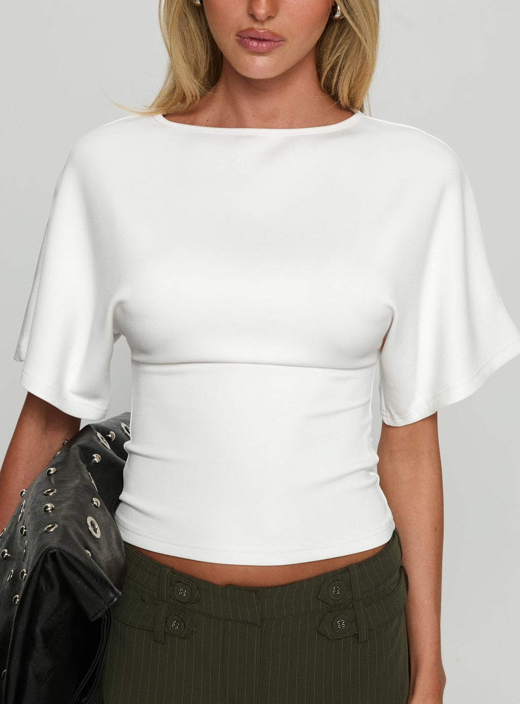 Arazia Cinched Short Sleeve Top White
